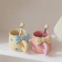 Y2K Style Bowknot Dots Mug With Spoon - Thumbnail 1