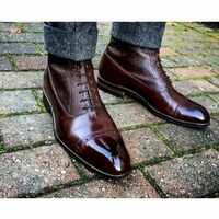 Handmade Stitch Recommended Article Brown Ankle High Boots For Mens - Thumbnail 1