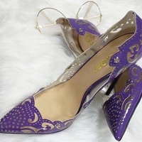 Openwork pattern pointed shallow mouth straps 12 cm fine high heel versatile sexy ladies single shoes 5 Colors - Thumbnail 7