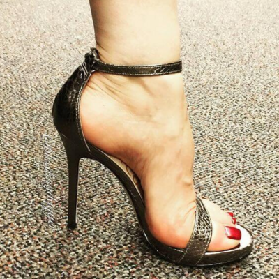 Leather high heel snakeskin sexy sandals