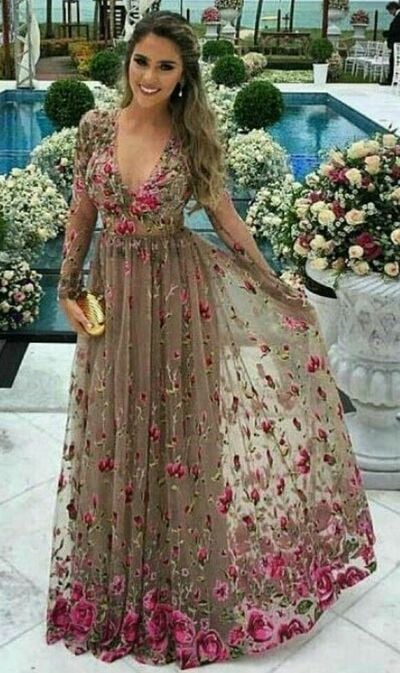 Elegant Mother of the Bride/Groom Dress Handmade Flower Evening Formal Prom Dress