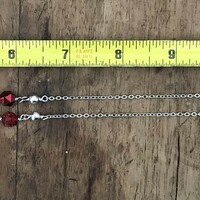 Red and Silver Festive Necklace Earring Set - Thumbnail 2