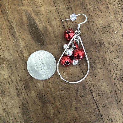 Red and silver festive necklace earring set