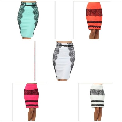 Lace finish pencil skirt