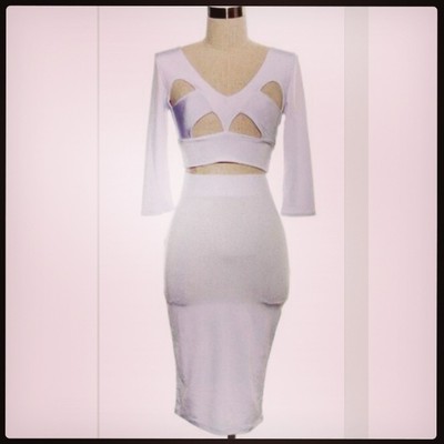 Peek-a-boo 2 piece pencil skirt set