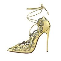 Openwork pattern pointed shallow mouth straps 12 cm fine high heel versatile sexy ladies single shoes 5 Colors - Thumbnail 8