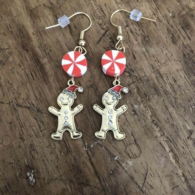 Santa gingerbread men earrings