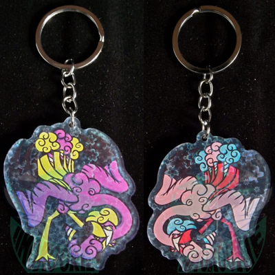 Candy animal keychain - cotton candy american/caribbean flamingo