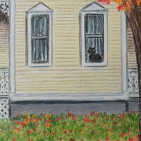 "Seasons Change" Fall Themed Original Colored Pencil Drawing By N.E.Thompson, Artwork Size 8x10 Inches - Thumbnail 3