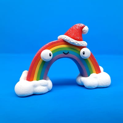 Happy holiday rainbow miniature original sculpt 