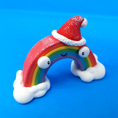 Happy holiday rainbow miniature original sculpt 