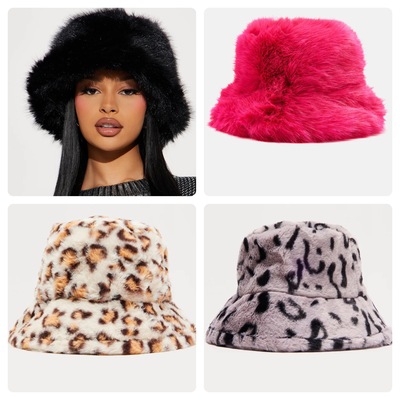 Fashion Faux Fur Bucket Hat-TD