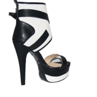 Color Block Belt Buckle Stiletto High Heel Ankle Boot Sandals - Thumbnail 2