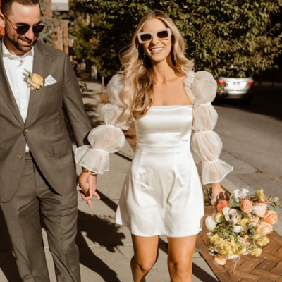 Sexy strapless ruffled sleeves short prom dresses