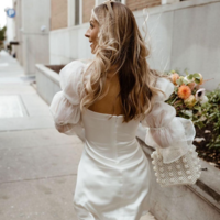 Sexy Strapless Ruffled Sleeves Short Prom Dresses - Thumbnail 1