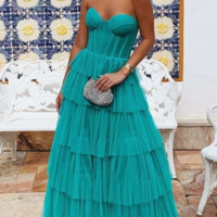 Princess A-Line Layers Sweetheart Tulle Long Prom Dresses - Thumbnail 1