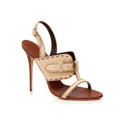 Simple open toe ankle wrap stiletto high heel sandals