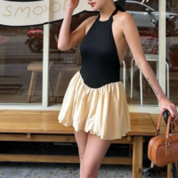 Sexy pleated slim backless dress - Thumbnail 2