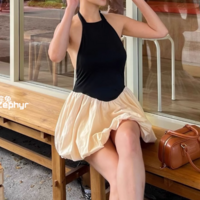 Sexy pleated slim backless dress - Thumbnail 4