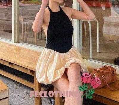 Sexy pleated slim backless dress