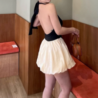 Sexy pleated slim backless dress - Thumbnail 6