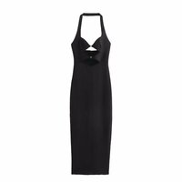 Halter neck fitted dress with buckled opening - Thumbnail 4