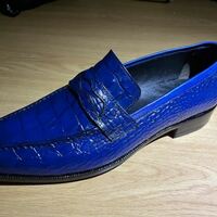Nice Finish Handmade Blue Alligator Skin Formal Loafers Slips On Dress Shoes - Thumbnail 1