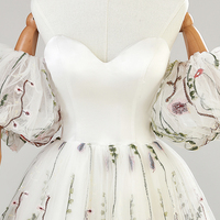 White A-Line Tulle Lace Off the Shoulder Formal Party Dress  - Thumbnail 3