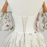 White A-Line Tulle Lace Off the Shoulder Formal Party Dress  - Thumbnail 4