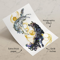 Double Golden Wolves - Premium Holographic Poster - Thumbnail 1