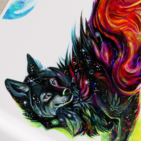 Rainbow Fantasy Wolf - Premium Holographic Poster - Thumbnail 3
