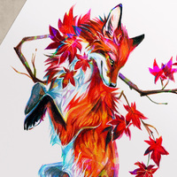 Japanese Maple Fox - Premium Holographic Poster - Thumbnail 3