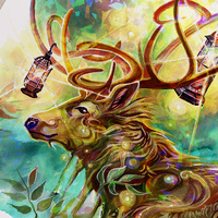 Lantern Stag Spirit - Premium Holographic Poster - Thumbnail 3
