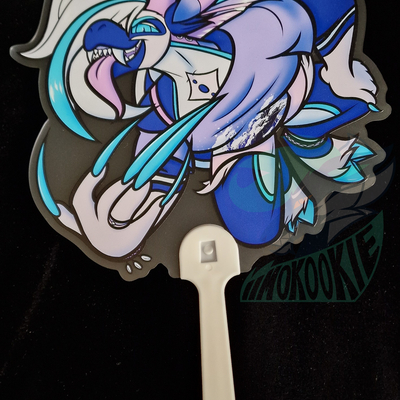 Manual hand fan - furry / anthro - daryl the bull / shark