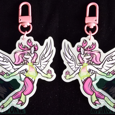 Glow in the dark keychain - orion the peryton (deer)