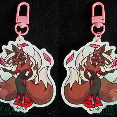 Glow in the dark keychain - jin the kitsune (fox)