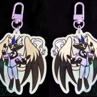 Glow in the dark Keychain - Kenneth The Russian Blue Cat / Alicorn - Thumbnail 1