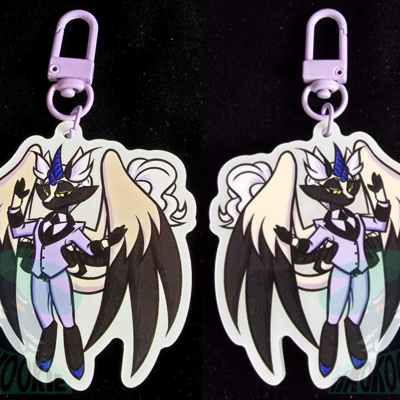 Glow in the dark keychain - kenneth the russian blue cat / alicorn