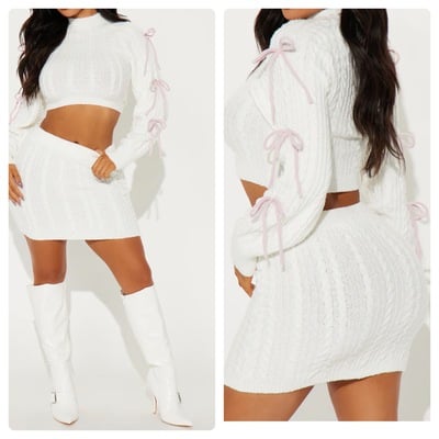 Bow skirt sweater set-td - Thumbnail 2