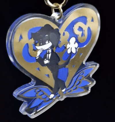 Hot Gold Stamped Keychain - Javier The Poodle Dog