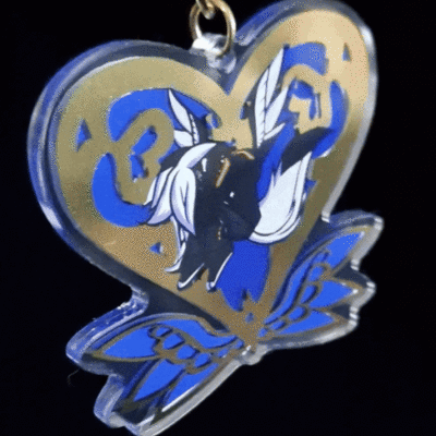 Hot gold stamped keychain - akihiko the somali cat