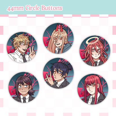 Chainsaw man 44mm / 1.75" button badges