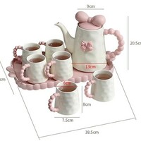 Sweet Bowknot Ceramic Tea Pot Mug Set - Thumbnail 6