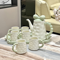 Sweet Bowknot Ceramic Tea Pot Mug Set - Thumbnail 3