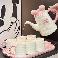 Sweet Bowknot Ceramic Tea Pot Mug Set - Thumbnail 1