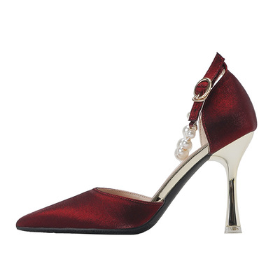 Women's Large size satin high heels 