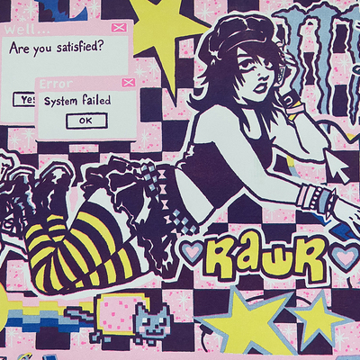 Scene girl - riso print by damian booth