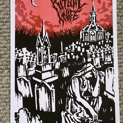 Ritual knife - riso print by damian booth