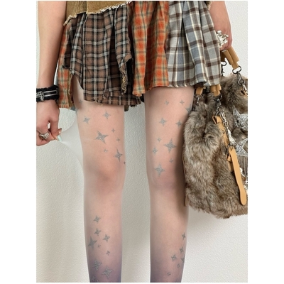 Y2k glitter star gradient tights