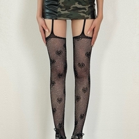 Heart rhinestone suspenders fishnet tights - Thumbnail 4